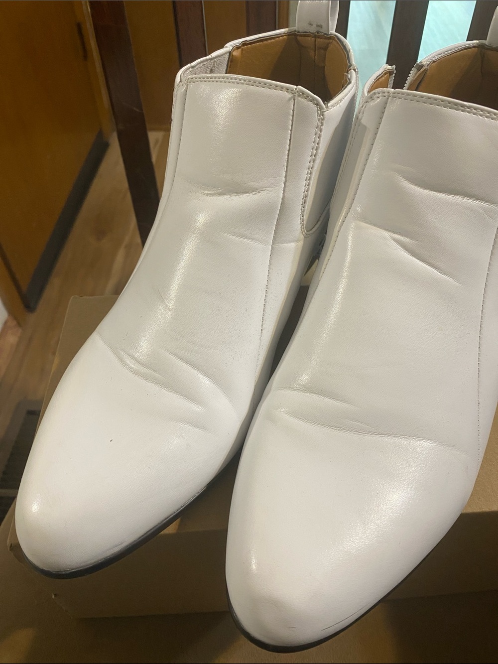 Men's White Chelsea Boots - Sleek Slip-On Style